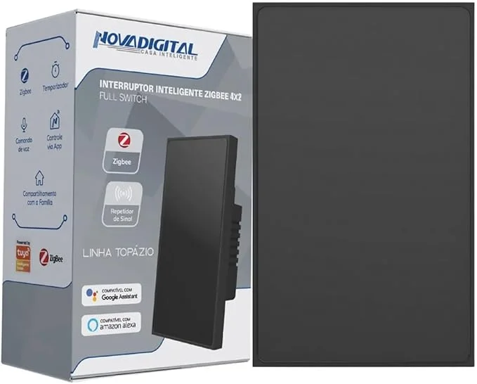 Interruptor Inteligente Zigbee Linha Topázio 1 Botão Preto