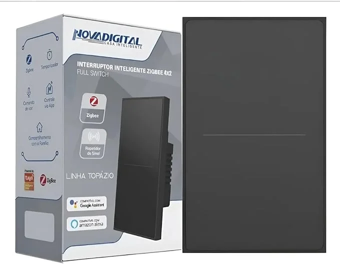 Interruptor Inteligente Zigbee Linha Topázio 2 Botões Preto