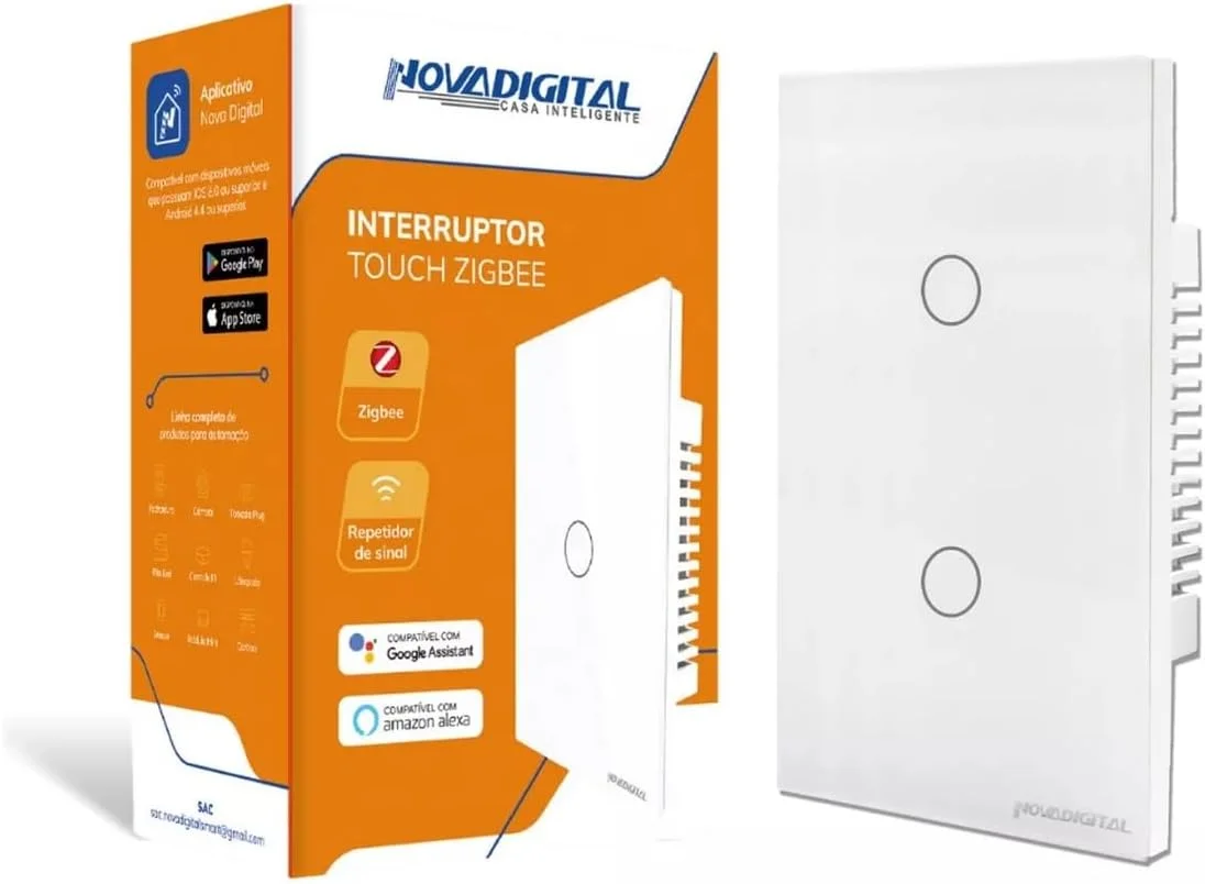 Interruptor Touch Zigbee Branco 2 Botões
