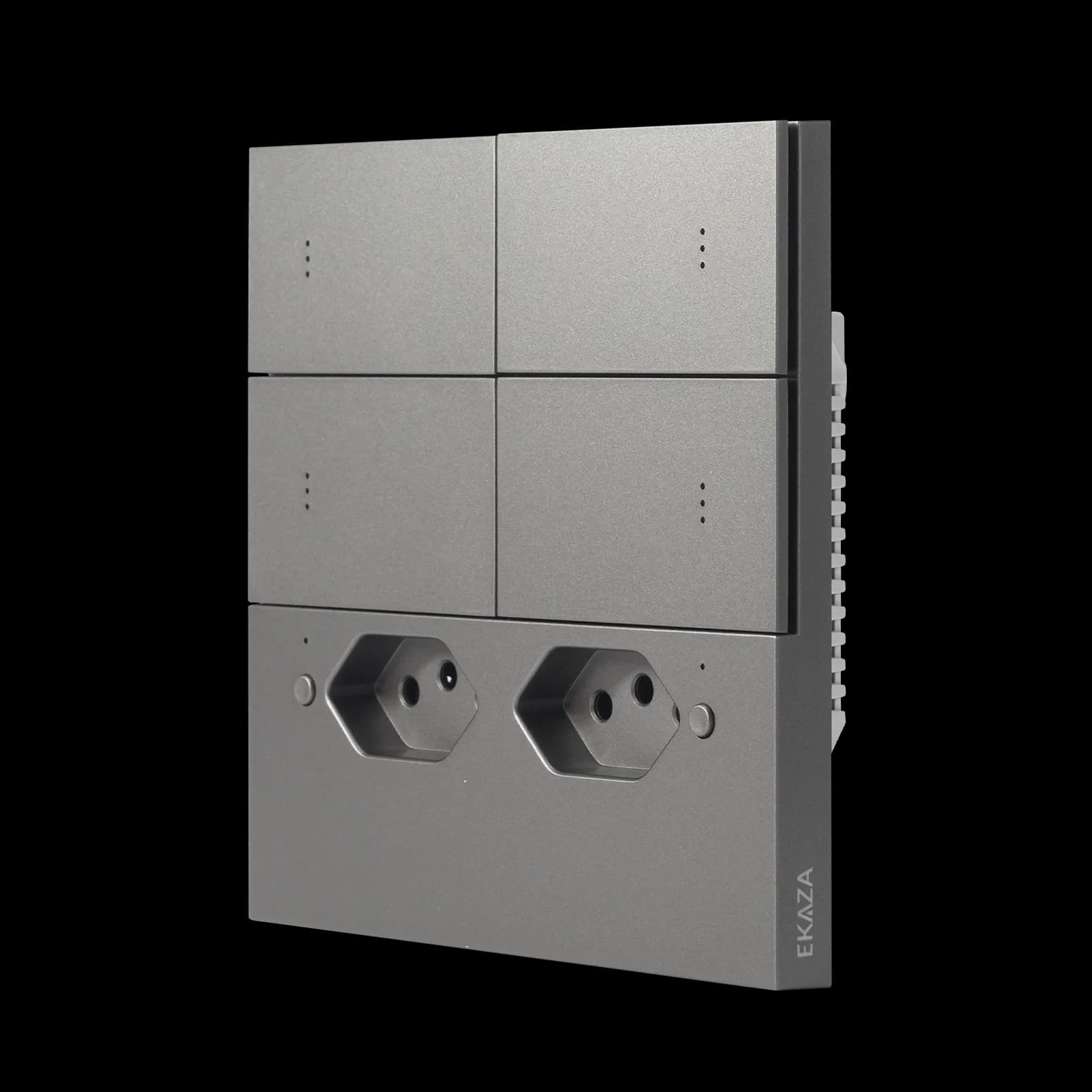 Interruptor Inteligente EKAZA Mercúrio Lite 4x4 4 Botões com 2 Tomadas 10A Cinza Zigbee 3.0