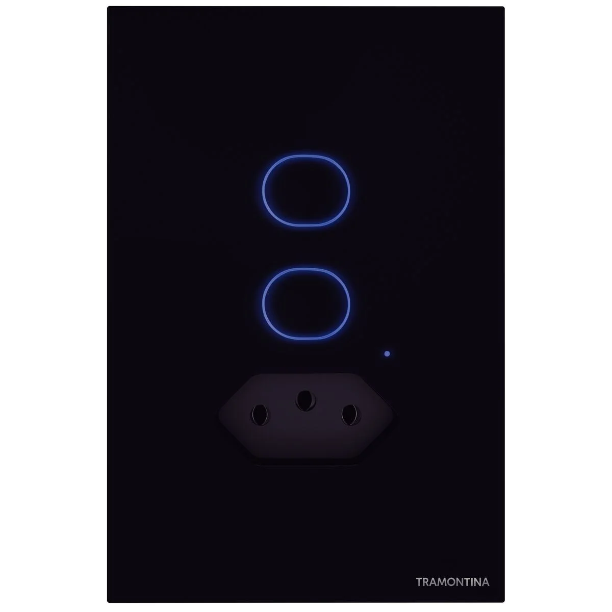 Interruptor Onne Touch Smart Tramontina Preto com 2 Teclas e 1 Tomada 10A