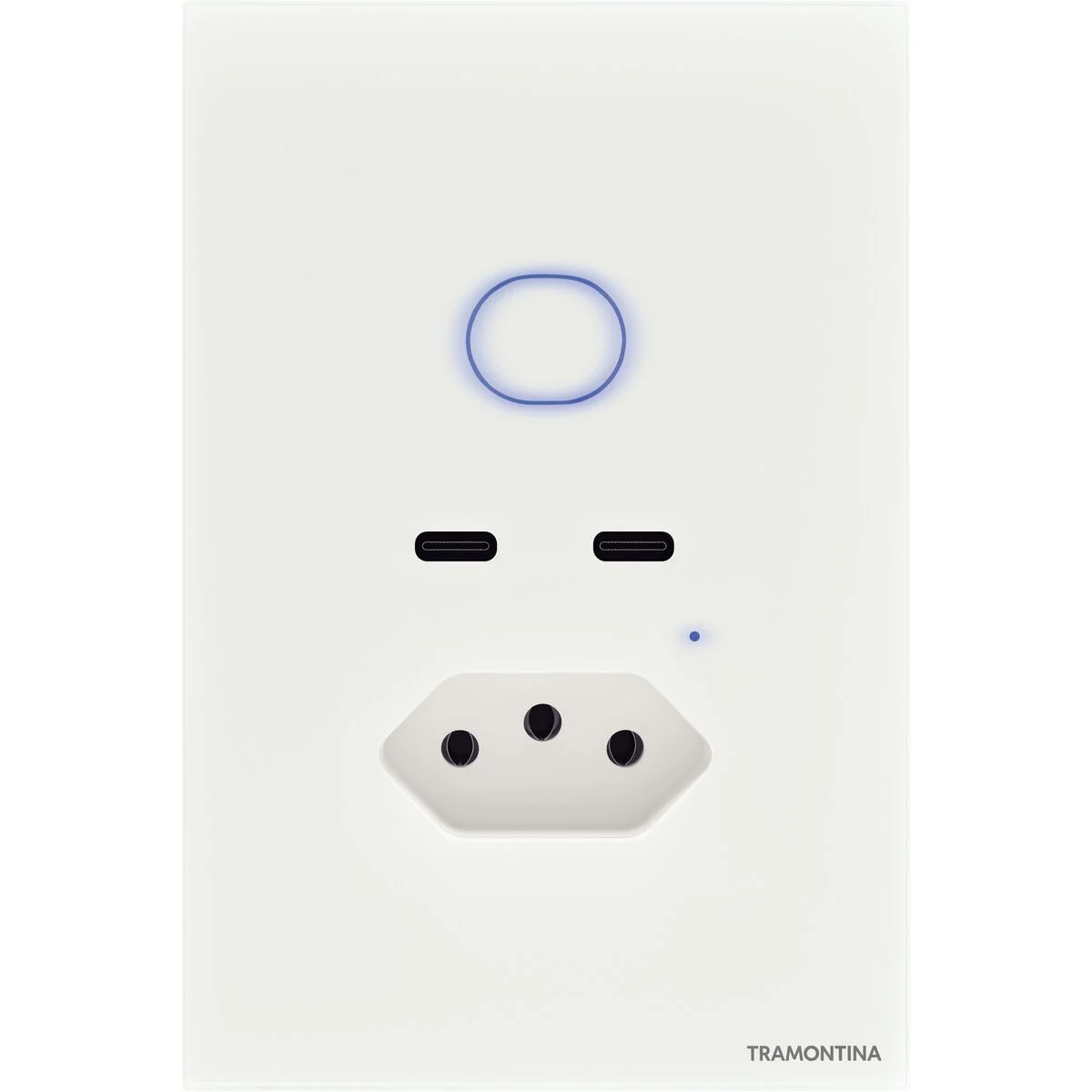 Interruptor Onne Smart Tramontina Branco com 1 Tecla, 1 Tomada 10A e 2 USB-C