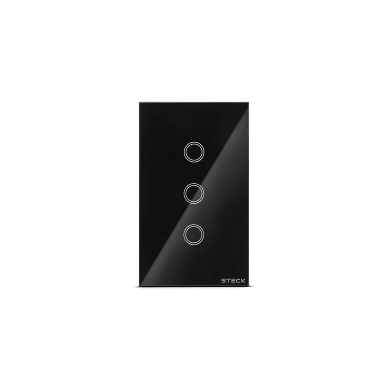 Interruptor Inteligente Steck Smarteck Touch Wi-Fi 4x2", 3 Módulos, Bivolt, Preto SMCI3PS1