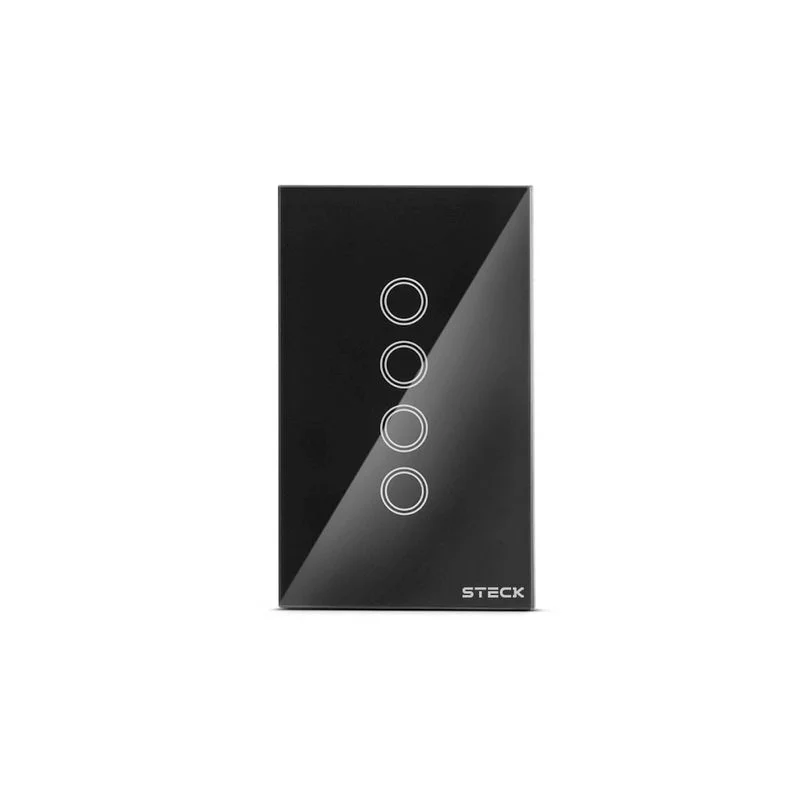 Interruptor Inteligente Steck Smarteck Touch Wi-Fi 4x2", 4 Módulos, Bivolt, Preto SMCI4PS1