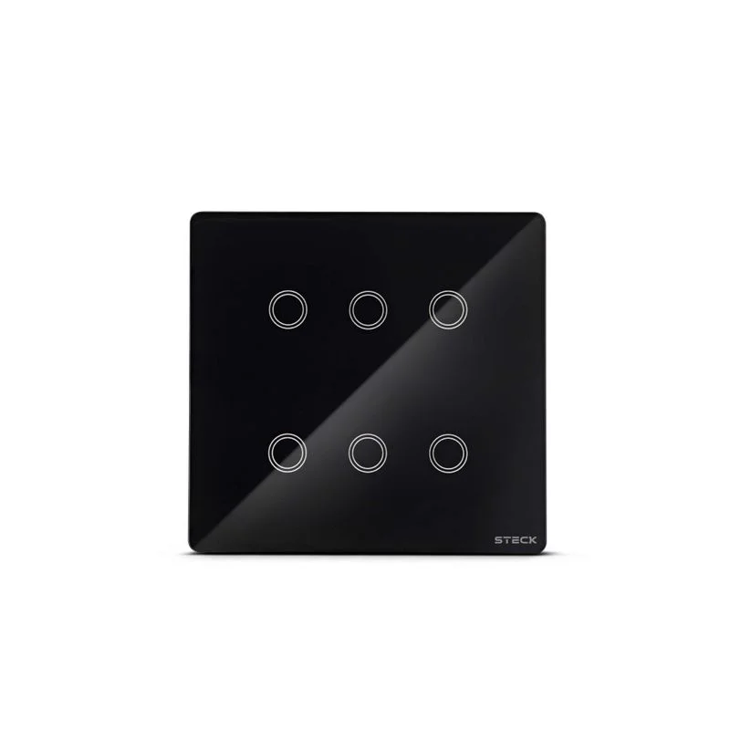 Interruptor Inteligente Steck Smarteck Touch Wi-Fi 4x4", 6 Módulos, Bivolt, Preto SMCI6PS2