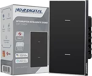 Interruptor Inteligente Zigbee Quartzo Soft Touch 2 Botões Preto