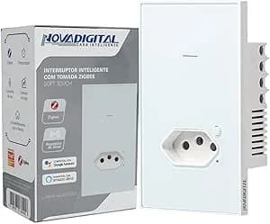 Interruptor Inteligente Zigbee Quartzo Soft Touch 2 Botões + 1 Tomada 20A Branco