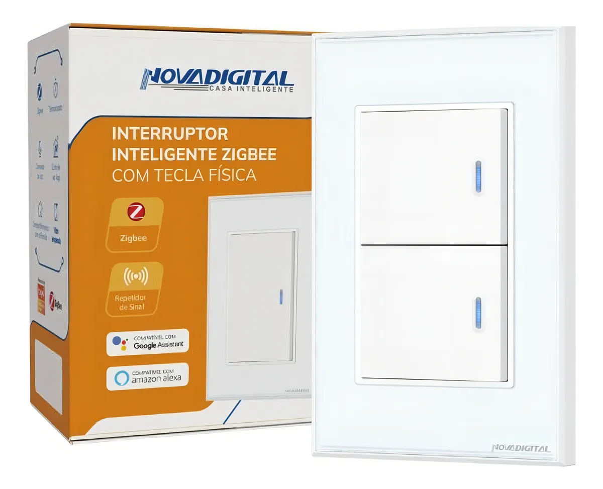 Interruptor Inteligente Zigbee Tecla Física 2 Botões Branco