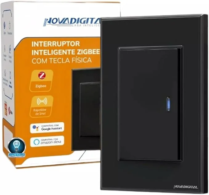 Interruptor Tecla Física Zigbee Preto 1 Botão
