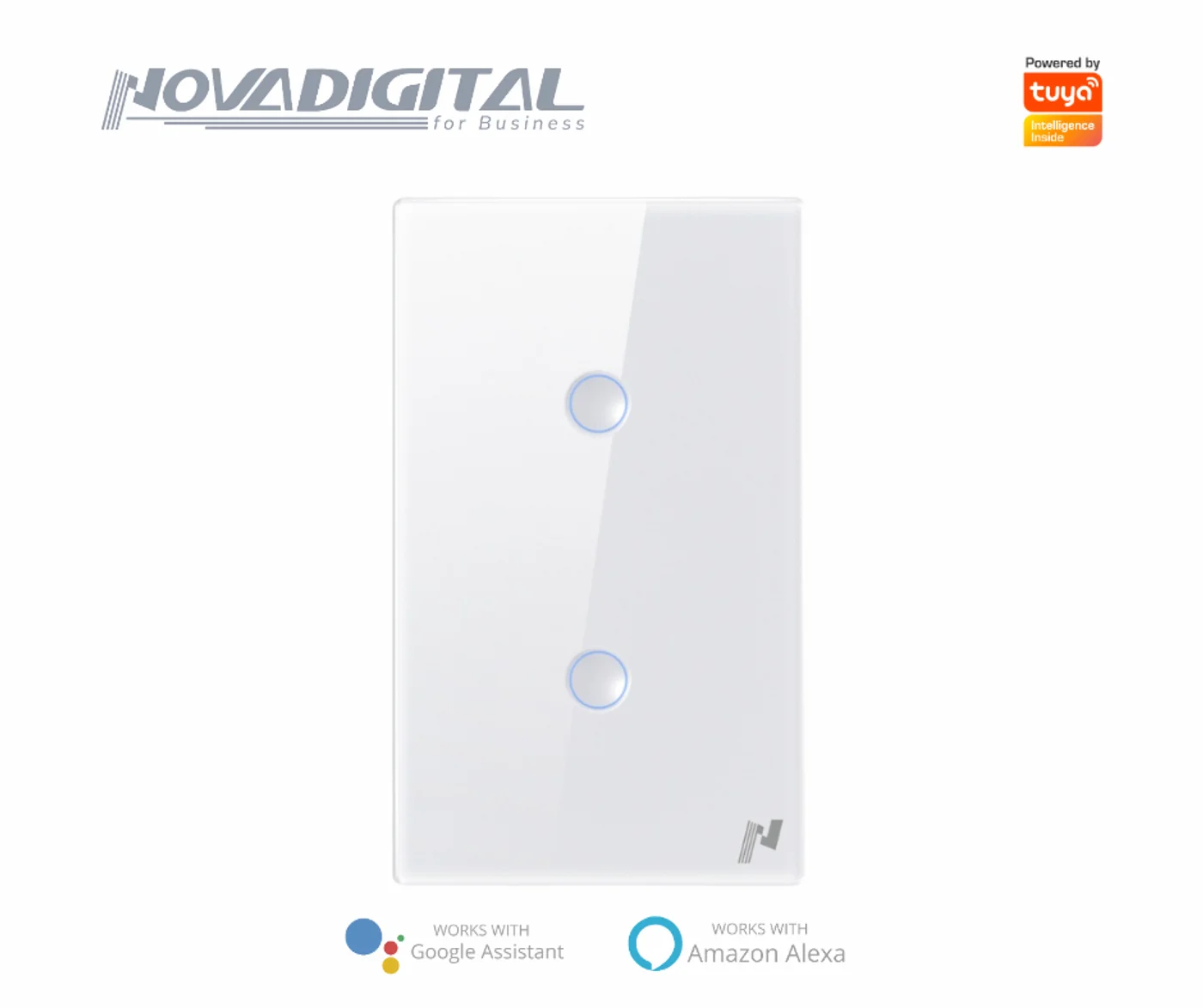 Interruptor Touch Alto Relevo Zigbee Branco 2 Botões