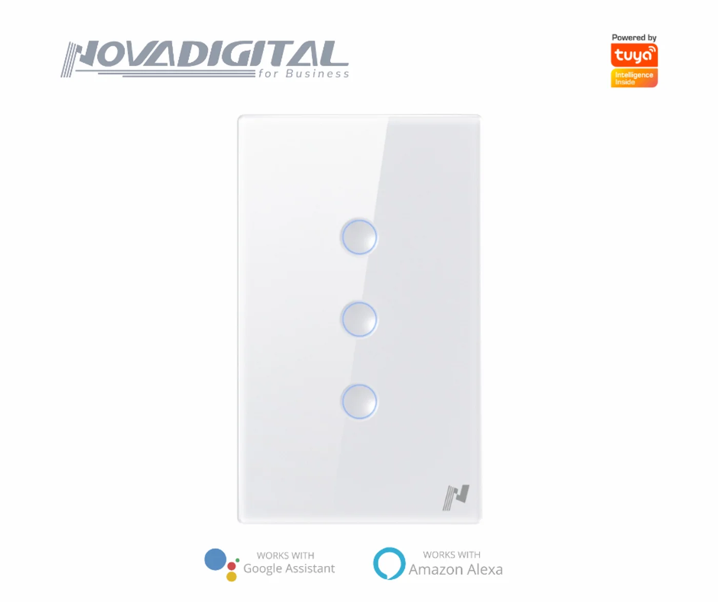 Interruptor Touch Alto Relevo Zigbee Branco 3 Botões