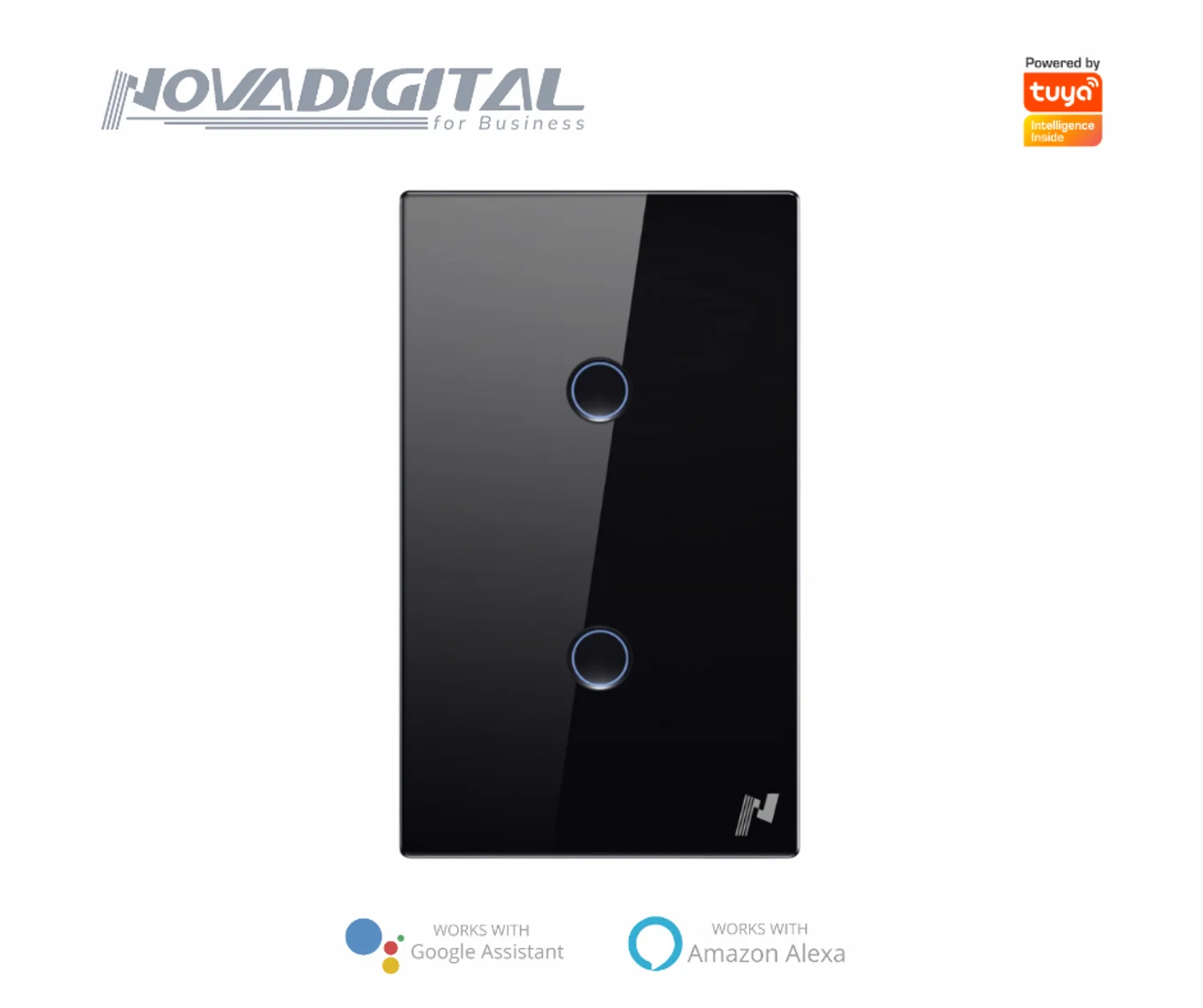 Interruptor Touch Alto Relevo Zigbee Preto 2 Botões