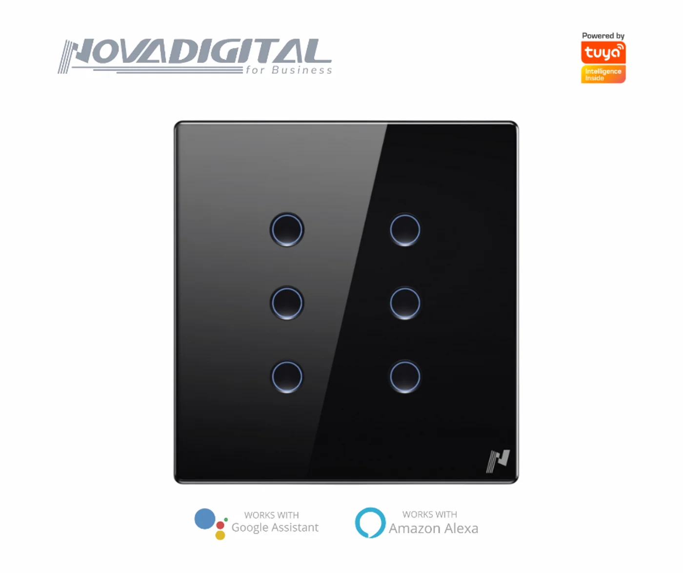 Interruptor Touch Alto Relevo Zigbee Preto 6 Botões 4x4