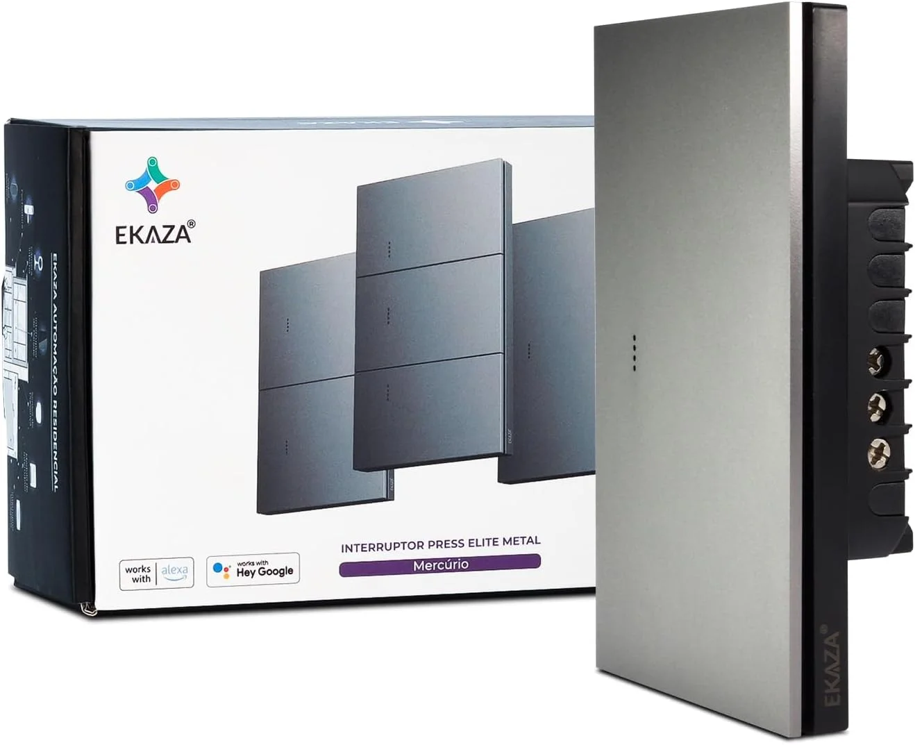 Interruptor Inteligente Ekaza Mercúrio 4x2 Zigbee 3.0 1 Tecla Cinza