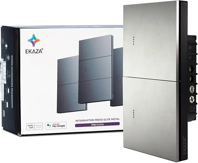 Interruptor Inteligente Ekaza Mercúrio 4x2 Zigbee 3.0 2 Teclas Cinza
