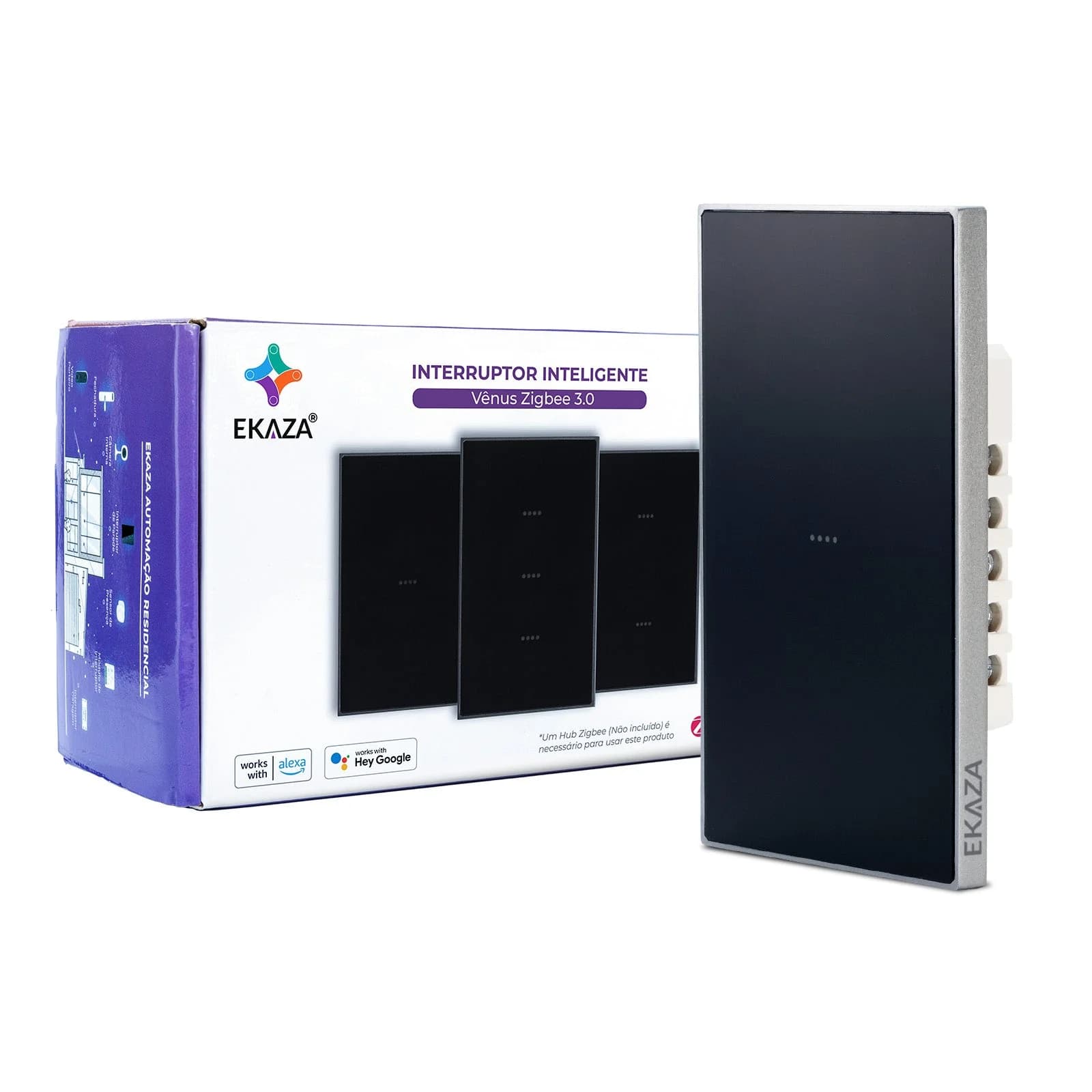 Interruptor Inteligente Ekaza Vênus 4x2 Zigbee 3.0 1 Tecla Preto