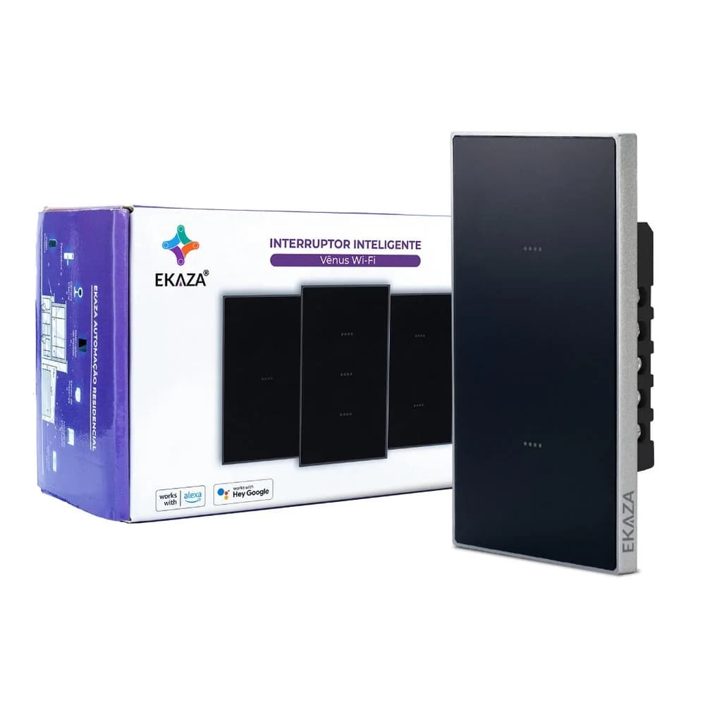 Interruptor Inteligente Ekaza Vênus 4x2 Wi-Fi + BLE 2 Teclas Preto